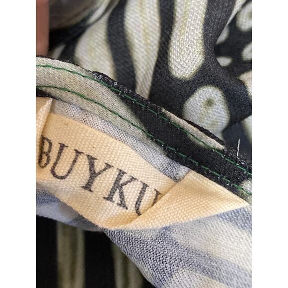 Buykud Womens Green Abstract Print Crew Neck Short Sleeve Midi Shift Dress Sz XL - Picture 3 of 3